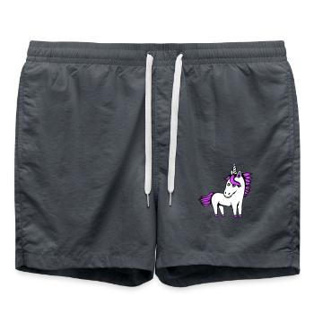 Einhorn Mädchen Hübsch Freundlich Cartoon Pferd - Badeshorts - Anthrazit - Vorne - AI Model Male 185 light (185cm)
