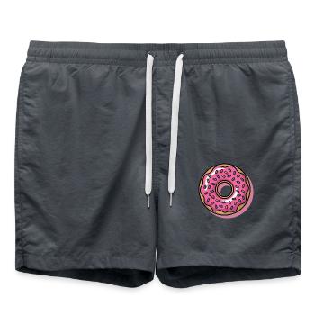 Pop Art Pink Donut Retro Motiv - Badeshorts - Anthrazit - Vorne - AI Model Male 185 light (185cm)