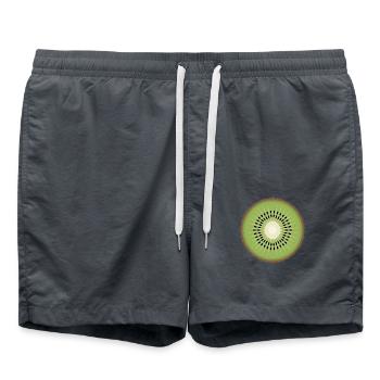 Kiwi Scheibe Pop-Art Frucht Grafik - Badeshorts - Anthrazit - Vorne - AI Model Male 185 light (185cm)