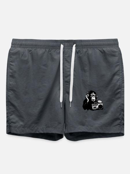 Affe mit Kassettenrekorder - Badeshorts - Anthrazit