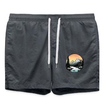 Mountains Nature - Swim Trunks - anthracite - Front - AI Model Male 185 light (185cm)