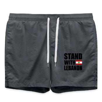 STAND WITH LEBANON - Swim Trunks - anthracite - Front - AI Model Male 185 light (185cm)