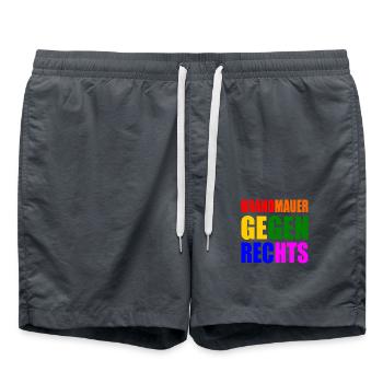 brandmauer gegen rechts - Badeshorts - Anthrazit - Vorne - AI Model Male 185 light (185cm)