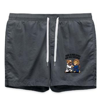 Judo for sports and self-defense with lion - Swim Trunks - anthracite - Front - AI Model Male 185 light (185cm)