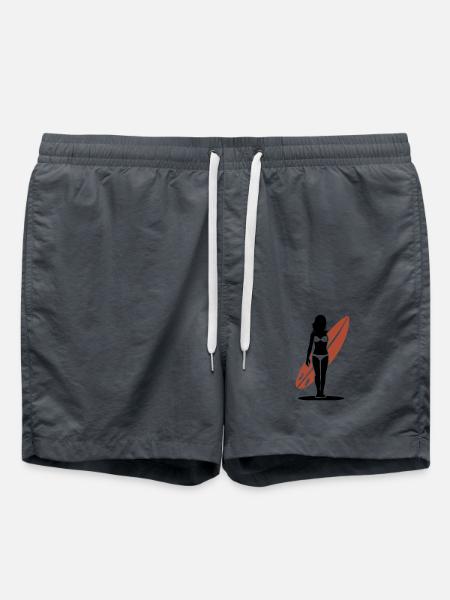 Surferin Silhouette Mit Surfbrett Am Strand In - Badeshorts - Anthrazit