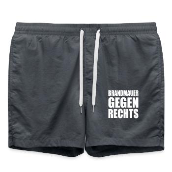 brandmauer gegen rechts - Badeshorts - Anthrazit - Vorne - AI Model Male 185 light (185cm)