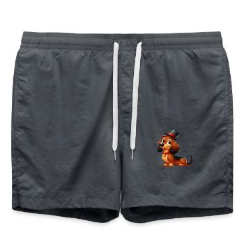 Dackel 6 - Badeshorts - Anthrazit - Vorne - AI Model Male 185 light (185cm)