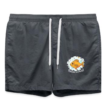 Poisson d'Avril - Orange Cartoon Fish, April 1st - Swim Trunks - anthracite - Front - AI Model Male 185 light (185cm)