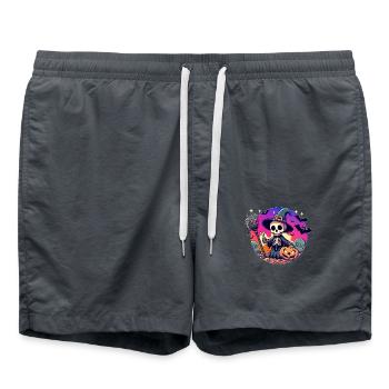 Mr. Bone Spooky Halloween 4 - Swim Trunks - anthracite - Front - AI Model Male 185 light (185cm)