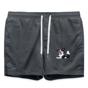 Border Collie 4 - Swim Trunks - anthracite - Front - AI Model Male 185 light (185cm)