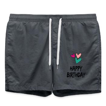 HAPPY BIRTHDAY. HAPPY BIRTHDAY. BIRTHDAY. - Swim Trunks - anthracite - Front - AI Model Male 185 light (185cm)
