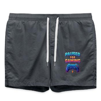 Gaming Vector Pixel Art – Paused for Gaming - Swim Trunks - anthracite - Front - AI Model Male 185 light (185cm)