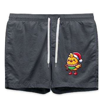 Poussins d’hiver : poulet mignon dans le plaisir festif de Noël - Short de bain - charbon - Devant - AI Model Male 185 light (185cm)
