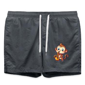Jazz Monkey Saxophonist Music Chimpanzee - Swim Trunks - anthracite - Front - AI Model Male 185 light (185cm)