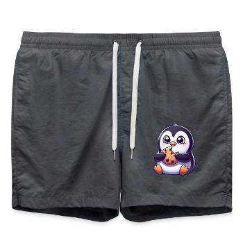 Penguin Cookie Sweet Dessert Cookie - Swim Trunks - anthracite - Front - AI Model Male 185 light (185cm)