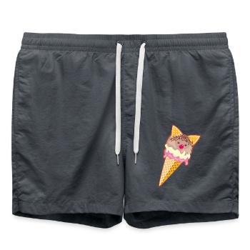 Cats ice cream - delicious chocolate vanilla strawberry waffle - Swim Trunks - anthracite - Front - AI Model Male 185 light (185cm)