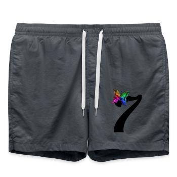 7 Birthday Girl 7 Years Colorful Butterfly - Swim Trunks - anthracite - Front - AI Model Male 185 light (185cm)