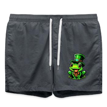 Cuddly frog with St. Patrick's Day top hat - Swim Trunks - anthracite - Front - AI Model Male 185 light (185cm)