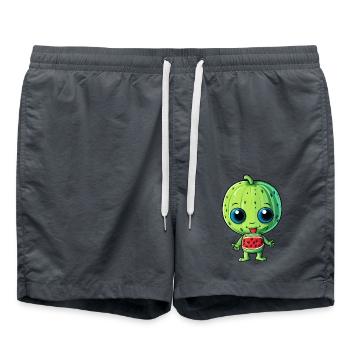 Green Alien & Watermelon: A Galactic - Swim Trunks - anthracite - Front - AI Model Male 185 light (185cm)