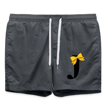 Lettre j nœud jaune - Short de bain - charbon - Devant - AI Model Male 185 light (185cm)