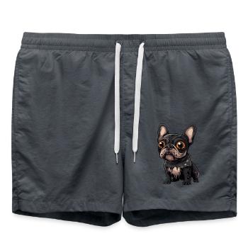 Buldog Français Chien Halloween Bande Dessinée Drôle - Short de bain - charbon - Devant - AI Model Male 185 light (185cm)