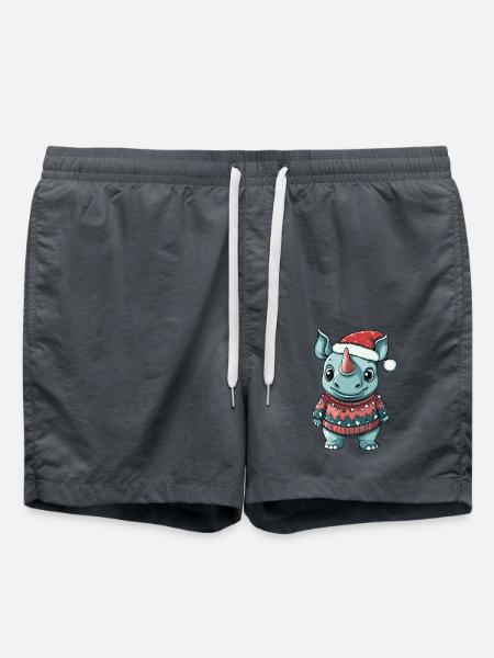 Nashorn Weihnachten Comic - Badeshorts - Anthrazit