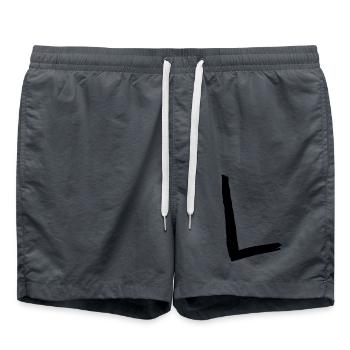 Buchstaben L - Badeshorts - Anthrazit - Vorne - AI Model Male 185 light (185cm)