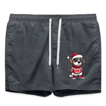 Jack Russel Terrier Dog Christmas Cool X-Mas - Swim Trunks - anthracite - Front - AI Model Male 185 light (185cm)