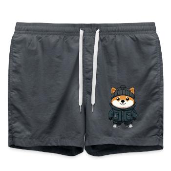 Shiba Inu Chien Dessin animé - Short de bain - charbon - Devant - AI Model Male 185 light (185cm)
