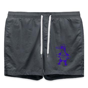 Penguin French Baguette Paris France Cute - Swim Trunks - anthracite - Front - AI Model Male 185 light (185cm)