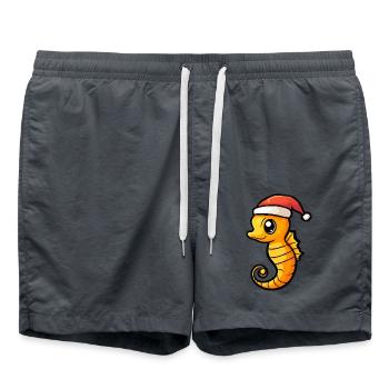Seepferd Weihnachten - Badeshorts - Anthrazit - Vorne - AI Model Male 185 light (185cm)
