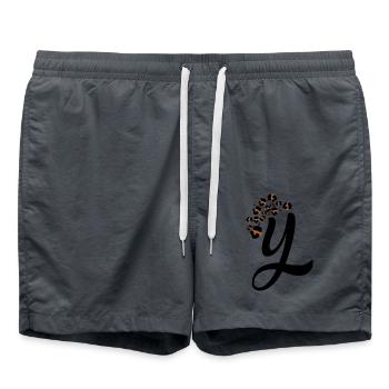 Lettre y motifs léopard - Short de bain - charbon - Devant - AI Model Male 185 light (185cm)