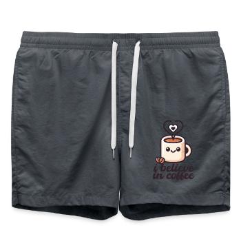 Kaffee Geschenk Coffee Tasse Koffein Kaffeebohne - Badeshorts - Anthrazit - Vorne - AI Model Male 185 light (185cm)