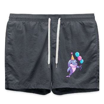 Dolphin Birthday Baby - Swim Trunks - anthracite - Front - AI Model Male 185 light (185cm)