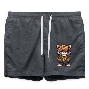 Tiger Comic Funny Summer - Swim Trunks - anthracite - Front - AI Model Male 185 light (185cm)