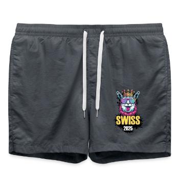 Switzerland 2025 Alpaca Party Holiday Swiss - Swim Trunks - anthracite - Front - AI Model Male 185 light (185cm)