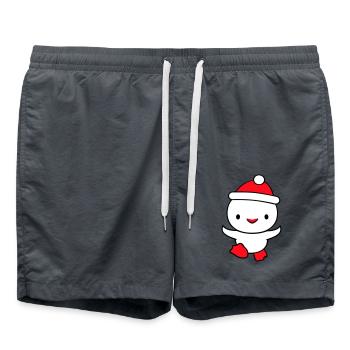 Ente Winter Mütze Schnee spielen Spaß Weihnachten - Badeshorts - Anthrazit - Vorne - AI Model Male 185 light (185cm)