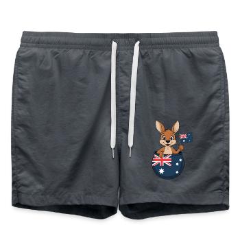 Aussie Spirit – Kangaroo with Australian Flag - Swim Trunks - anthracite - Front - AI Model Male 185 light (185cm)