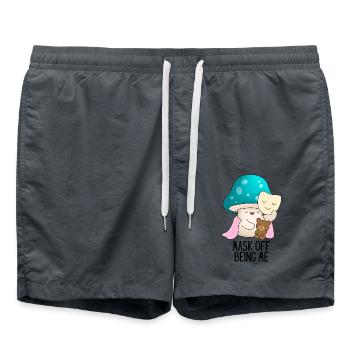 autistic mask off autism neurospicy - Swim Trunks - anthracite - Front - AI Model Male 185 light (185cm)