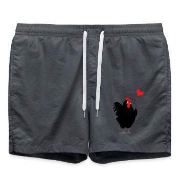 Fier Coq avec Ballon Coeur - Idée Cadeau - Short de bain - charbon - Devant - AI Model Male 185 light (185cm)