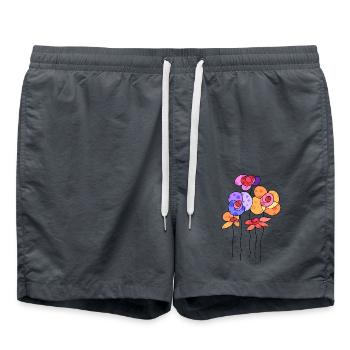Blumen - Badeshorts - Anthrazit - Vorne - AI Model Male 185 light (185cm)