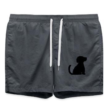 Silhouette of well-behaved sitting dog - Swim Trunks - anthracite - Front - AI Model Male 185 light (185cm)