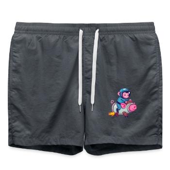 Schwein und Affe als Astronauten - Badeshorts - Anthrazit - Vorne - AI Model Male 185 light (185cm)