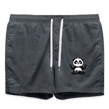 Zen Meditierender Panda - Niedliche Tier-Meditationspose - Badeshorts - Anthrazit - Vorne - AI Model Male 185 light (185cm)