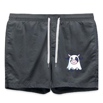Kuh Halloween Comic Geist - Badeshorts - Anthrazit - Vorne - AI Model Male 185 light (185cm)