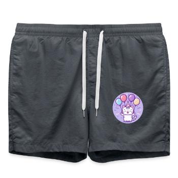 Chat Anniversaire Bébé - Short de bain - charbon - Devant - AI Model Male 185 light (185cm)