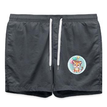 Tigre Anniversaire Bébé - Short de bain - charbon - Devant - AI Model Male 185 light (185cm)