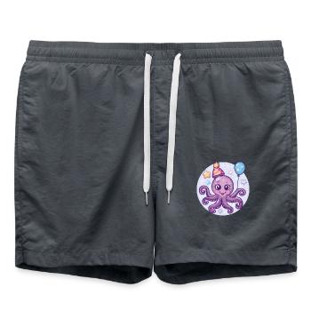 Poulpe Anniversaire Bébé - Short de bain - charbon - Devant - AI Model Male 185 light (185cm)