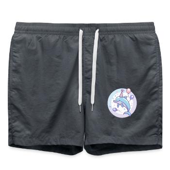 Dolphin Birthday Baby - Swim Trunks - anthracite - Front - AI Model Male 185 light (185cm)