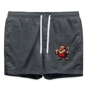 Pork Beer Xmas Christmas Wild Boar - Swim Trunks - anthracite - Front - AI Model Male 185 light (185cm)